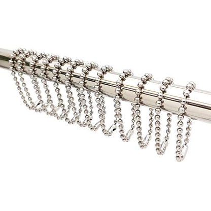Nickel Shower Curtain Hooks, 6 Inch Ball Chain Design, 12 Pack Rust-Resistant Metal Curtain Rings for Bathroom Rods, Heavy Duty 4.5mm Shower Curtain Hangers - color: Nickel, size: 6 Inch