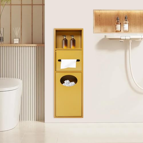 Recessed Toilet Paper Holder, Stainless Steel Shower Niche, Recessed Wall Niche, in-Wall Trash Bin Cabinet, Toilet Storage Cabinet with Trash Can for Bathroom - Gold - color: Gold