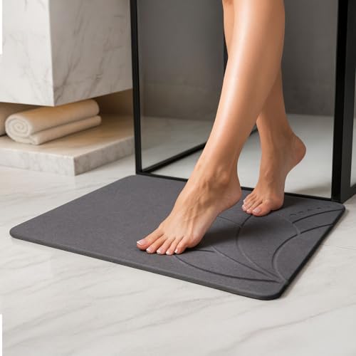 Stone Bath Mat, Diatomaceous Earth, Quick Dry - West Lotus | Non-Slip, Stone Bath Mats for Bathroom, Diatomite, 23.6"x15.4", Luxury Bath Mat - color: West Lotus
