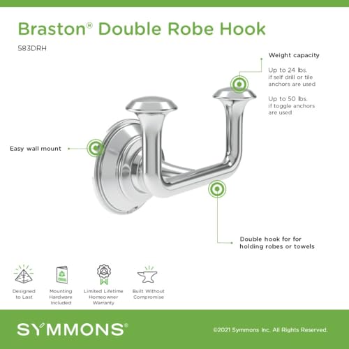 Symmons Braston Wall Mounted Double Robe and Towel Hook in Polished Chrome - color: Polished Chrome