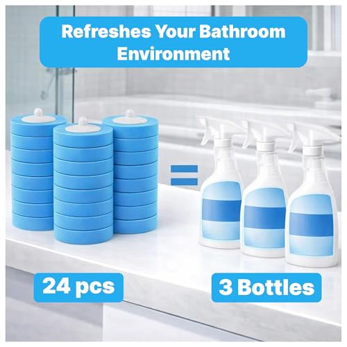 CiLoN 24 Pack Disposable Toilet Bowl Brush Refills Only for Auto-Open Lid | Wall-Mounted Disposable Toilet Cleaning Set For Touch-Free Space-Saving Hygienic Modern Bathrooms (Ocean Breeze + 24 Sponge) - size: 24 Refills + Ocean Breeze