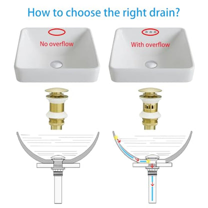 VOTON Bathroom Vessel Sink Pop Up Drain Without Overflow Assembly, Lavatory Vanity Sink Drain Stopper, Anti-Clogging Drain Strainer, Brushed Gold - color: Brushed Gold, size: Without Overflow