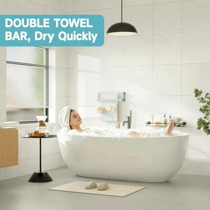 Alise Double Towel Bar, 16" Double Towel Racks for Bathroom, Brushed Nickel | Bathroom Towel Rack Wall Mounted, 3.54" Wide Faster Drying, Ladder Design, SUS304 Stainless Steel - color: Brushed Nickel, size: 16-inch