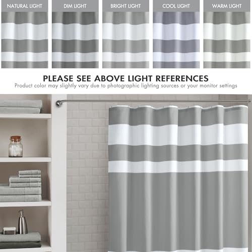 Madison Park Spa Waffle Weave Long Shower Curtain, 72 x 78, Grey | Striped, Pieced Fabric Design, 3M Scotchgard Moisture Management, Hotel Quality, Modern, for Bathroom, OEKO-TEX Certified - color: Stripe Grey, size: 72"W x 78"L (Pack of 1)