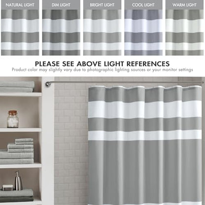 Madison Park Spa Waffle Weave Long Shower Curtain, 72 x 78, Grey | Striped, Pieced Fabric Design, 3M Scotchgard Moisture Management, Hotel Quality, Modern, for Bathroom, OEKO-TEX Certified - color: Stripe Grey, size: 72"W x 78"L (Pack of 1)
