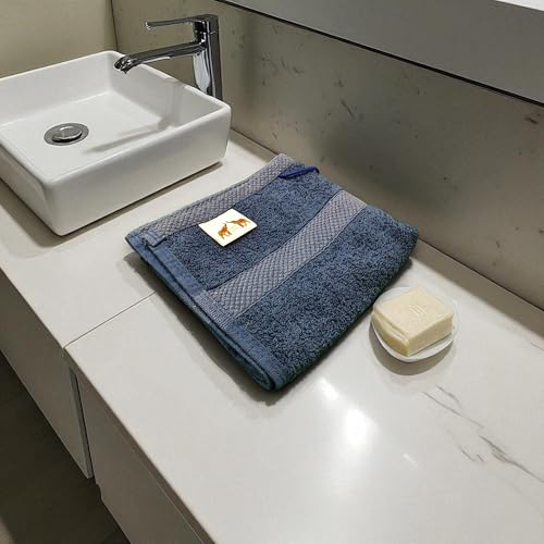 Mango Gifts 100% Cotton Hand Towels Set of 2, 16 x 28 Inch, Soft Combed Cotton, Highly Absorbent, Quick Dry, Sustainable Towels for Bathroom, Hotel, Spa, Dorm, Navy Blue - color: Navy Blue