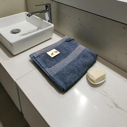 Mango Gifts 100% Cotton Hand Towels Set of 2, 16 x 28 Inch, Soft Combed Cotton, Highly Absorbent, Quick Dry, Sustainable Towels for Bathroom, Hotel, Spa, Dorm, Navy Blue - color: Navy Blue