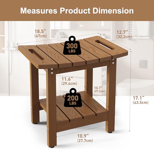 HIPS Shower Benches for Inside Shower, Shower Stool with Space-Efficient Storage Shelf, Waterproof Shower Chair Seat for Spa Bathroom(Brown) - color: Brown