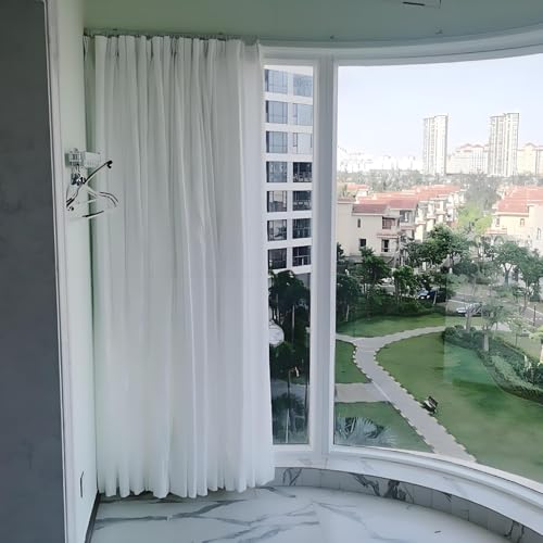 Aluminum Flexible Curtain Track, Ceiling/Wall Mount Curtain Rail System, Curved Shower Curtain Rod, for Curved Shower Curtain, RV(White,240cm/7.9ft) - color: White, size: 240cm/7.9ft