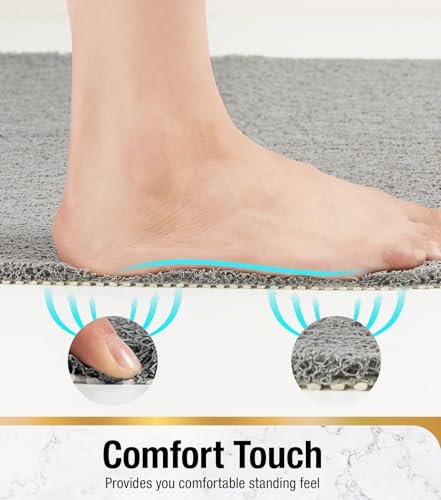 HITSLAM Bathtub Mat Non Slip, 35 x 16 Inch Long Soft PVC Loofah Shower Mat, Bath Mat for Tub Without Suction Cups, Quick Drying Bath Tub Mat for Shower and Bathroom, Easy to Clean, Grey - color: Grey