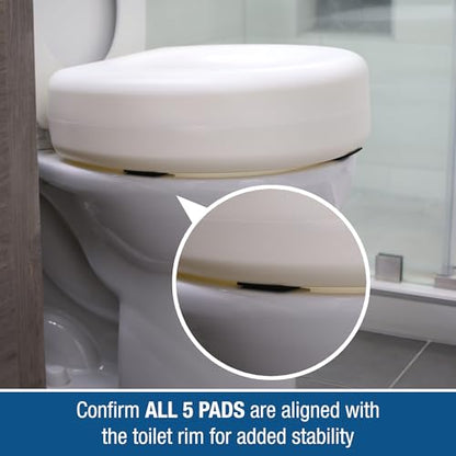 HealthSmart Enhanced Comfort 5" Raised (Round) Toilet Seat Risers for Seniors 5 Slip Resistant Pads FSA/HSA Eligible Padded Toilet Seat Elevation 15.7 x 15.2 x 6.1 - style: New and Improved