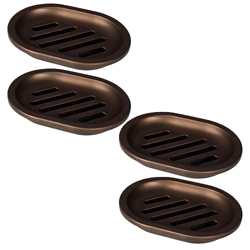 TOPSKY 4 Pcs Soap Dish for Shower, Soap Savers with Drip Tray, Plastic Double Layer Draining Soap Box for Bathroom - Bronze - color: Bronze 4pcs