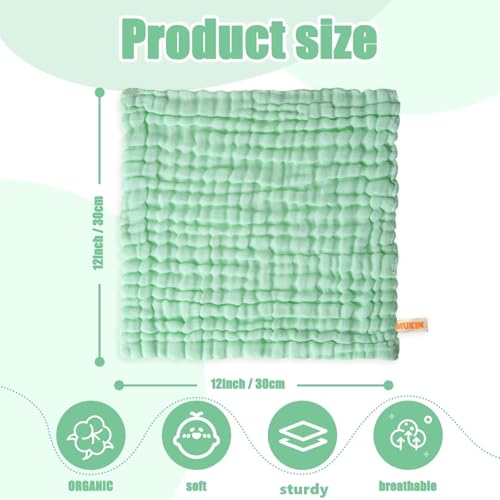 Cotton washcloths, face Cleaning Cloths,Bath Small Towels,6 Pack, 12x12 Inches - color: Green