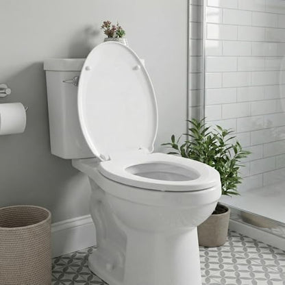 Renovators Supply Manufacturing White Plastic Soft Close Toilet Seat Elongated Slow Close Toilet Seat With Adjustable Mounting Hardware - color: White, size: Pack of 1