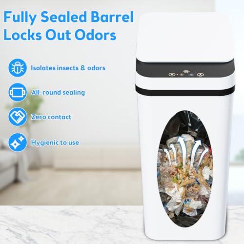 KOEYLE 2 Pack 2.2 Gallon Automatic Touchless Garbage Can, Small Motion Sensor Smart Trash Can, Slim Waterproof Trash Bin for Bedroom, Bathroom, Office, Living Room, White - color: 2 Pack 2.2 Gallon White