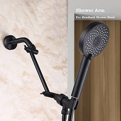 10 Inch Matte Black Shower Arm, Easy to Install, Durable Solid Brass Black Shower Head Extension Arm with Lock Joints - color: Matte Black, size: 10 Inch