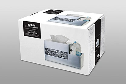 Crackled Glass Tissue Box Cover Square Silver Decorative Multi-function Storage Organizer Caddy; Tissue Box Holder & Countertop Nightstand Bedside Table Organizer Makeup, Phone, Remote Control Holder - style: Tissue Box Organizer