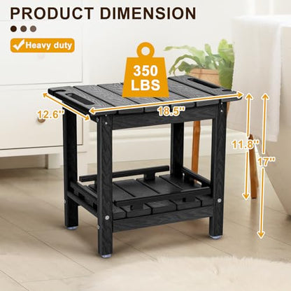 NALONE Shower Bench, HDPE Shower Stool for Shaving Legs with Handle (Black) | Indoor and Outdoor Use, All Weather and Long Last, Perfect for Inside Shower - size: Black