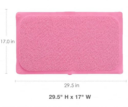 Home Expressions Non Slip with Suction Cups Loofah Bathmat 27"x15" & 29.5"X16.9", PVC Loofah Bathroom Mats, Loofah Mats for Shower and Bathroom, Quick Drying, (Pink 29.5"X16.9") - size: PINK 29.5"X16.9"