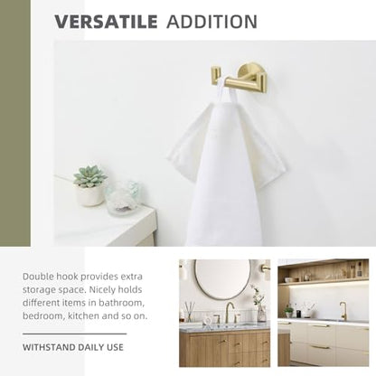 Angle Simple Bathroom Towel Hook, SUS304 Stainless Steel Robe Hook, Hand Towel Holder Wall Mount, Brushed Gold - color: Brushed Gold, size: 1 Pack
