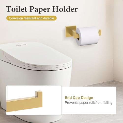 TURS 5-Piece Bathroom Hardware Set Brushed Gold Towel Bar Set Bath Towel Holder Sets SUS 304 Stainless Steel Wall Mounted Towel Rack Sets for Bathroom. - color: Brushed Gold, size: Set D