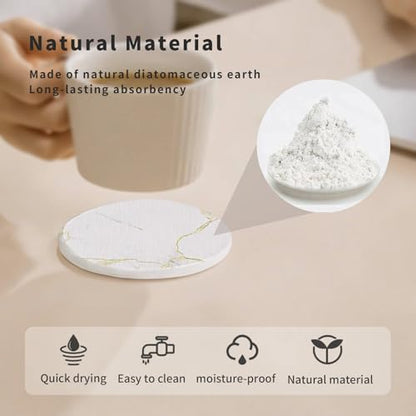 Diatomaceous Earth Coasters Set of 4，Super Absorbent Quick-Dry Heat-Resistant Drink and coffee Coasters, Modern Stone Irregular Design for Kitchen Counter and Coffee Table (White Coaster) - color: White Coaster