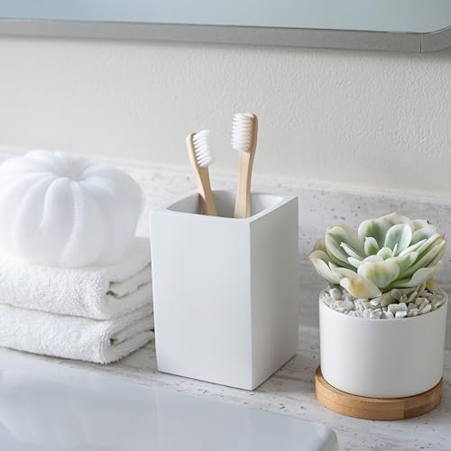 Yew Design Matte White Bathroom Toothbrush Holder Cup - Square - color: Square Matte White