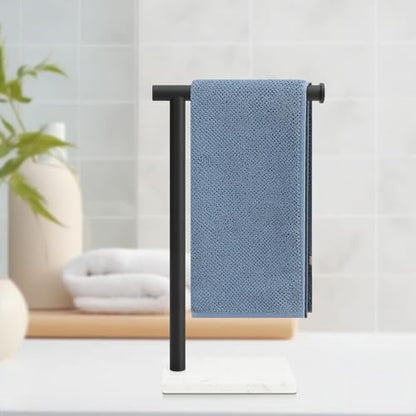 Hand Towel Holder, Hand Towel Stand for Bathroom with Marble Base, 304 Stainless Steel L Shape Hand Towel Rack Bar Standing for Vanity Kitchen Countertop, Matte Black - color: Matte Black