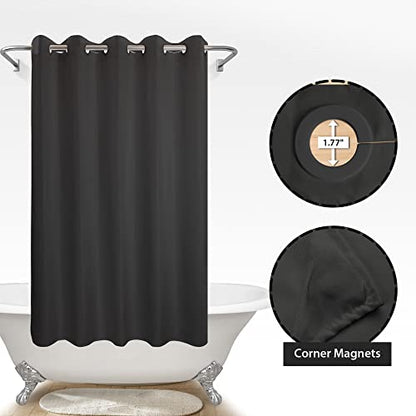 River Dream No Hook Hotel Cloth Black Shower Curtain Microfiber Waterproof - Soft Fabric Shower Curtain or Liner Washable, Black, 71x74 - color: Black, size: 71"W x 74"L (Pack of 1)