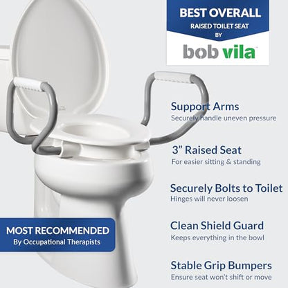 Bemis Assurance 3" Raised Toilet Seat with Handles, Round - size: Round, style: Raised Seat with Handles