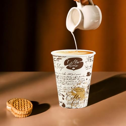 SIUQ 240 Pack 12 oz Disposable Paper Coffee Cups Retro Leak-Proof Sturdy | Thickened Disposable Drinking Cups, Hot/Cold Beverage, Offices, Cafes, Parties, Picnics, Travel, Events, Home - color: 240pack-12oz-brown