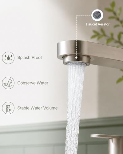 BWE Brushed Nickel Bathroom Faucet 3 Hole 8 Inch Widespread Sink Faucets | Stainless Steel Bathroom Faucets with Pop-up Drain and Supply Lines, 360° Swivel Spout 2-Handle Sink Faucet for Bath Vanity - color: Brushed Nickel, size: 8 Inches Widespread