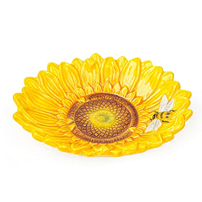 Ceramic Sunflower Bathroom Accessories Set, 4 Piece Bathroom Ensemble Set with Toothbrush Holder, Toothbrush Cup, Soap Dispenser, Soap Dish - color: Yellow