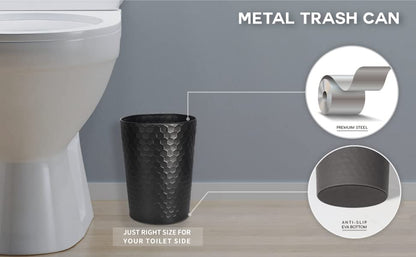 Bathroom Accessory Set - 6 Pcs Black Bathroom Accessories Set with Trash Can, Toothbrush Holder, Toothbrush Cup, Soap Dispenser, Soap Dish, Toilet Brush with Holder - Accessoire Salle de Bain - color: Black Effect