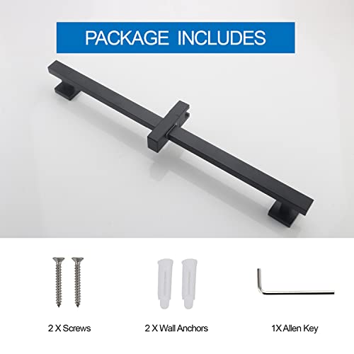 Bathroom Shower Slide Bar, Adjustable Handheld Shower Holder Wall Mount Shower Bar Stainless Steel, Matte Black Square Slide Bar - color: Matte Black