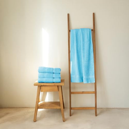 SALBAKOS 4-Piece 100% Turkish Cotton Bath Towels, 27x54 inch, Aqua | Standard Size, 630 Gsm Thick Super Soft Highly Absorbent Quick-Dry Bathroom Towel, Premium Hotel & Spa Quality Made in Turkey - color: Aqua, size: 4 Bath Towels