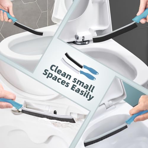 TQRR 2 Pcs Toilet Scrubber Brush, Bathroom Cleaning Brush with Hanging Hole | Multifunctional Hard Bristle Crevice Cleaning Brush,Gap Brush, Cleaner Tools for Sinks, Shower, Tile, Grout (2, Light Blue) - color: Light Blue