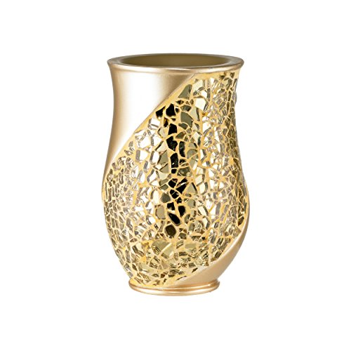 Zahari Home Sinatra Bath Tumbler Toothbrush and Toothpaste Holder Makeup Organizer, Champagne - color: Champange, size: 4.25" x 3" x 3" Tumbler