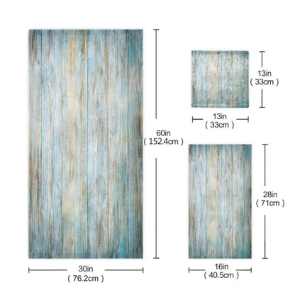 ALAZA Towel Bathroom Sets, Teal Green Brown Wood Towels 3-Piece 1 Bath Towel 1 Washcloth 1 Hand Towel, Bath Towel Set of 3 Soft Multifuntion for Home Kitchen - color: Multi09