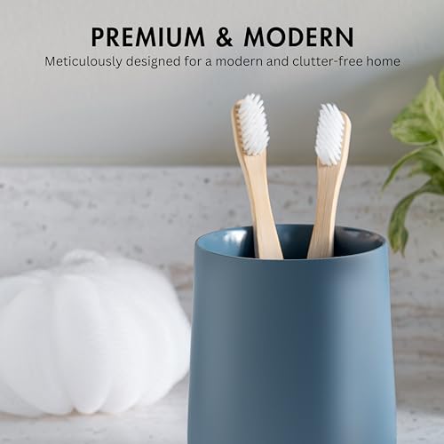 Yew Design Matte Blue Bathroom Toothbrush Holder Cup - Round - color: Round Matte Blue