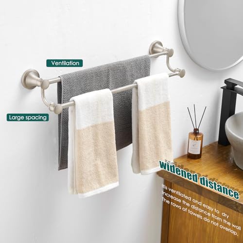 Hoimpro Double Towel Bar Towel Rack for Bathroom Wall Mount Brushed Nickel | Adjustable 16-26 In,Wall Mounted Towel Holder, Stainless Steel, Rustproof, Towel Bar Rod Hanger Hardware Accessories Hotel - color: Brushed Nickel