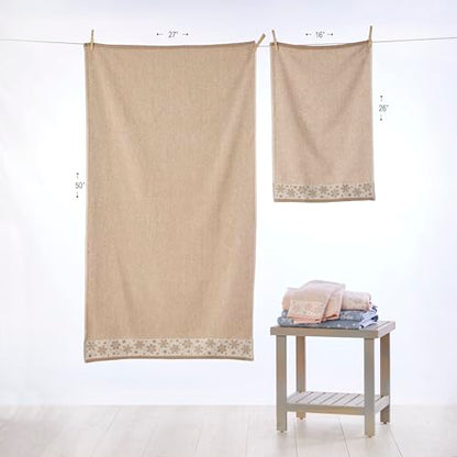 SKL Home Christmas/Winter Heather Snowflake Bath Towel, 100% Cotton, Tan | 100% Cotton. 500 GSM. Plush & absorbent jacquard. Great for holiday gifting. - color: Heather Snowflake (Tan), style: Bath Towel