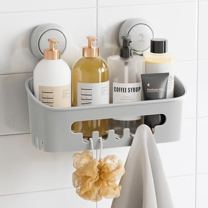TAILI Shower Caddy Suction Cup, Heavy Duty Bathroom Organizer, Removable Shelves for Inside Shower, Shampoo, Waterproof Suction Plastic Storage for Bathroom Accessories Holder, Gray - style: 1 × Grey