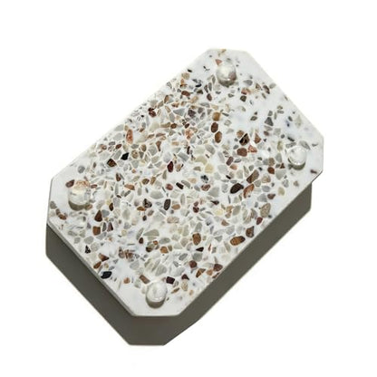 Drainable Soap Dish, Double Layer Resin Soap Holder, Non-Slip Silicone Feet Soap Saver for Bathroom (Terrazzo Look) - color: Terrazzo Look