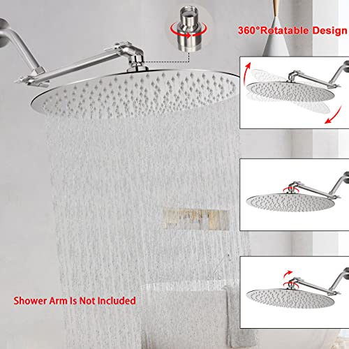 NearMoon Rain Shower Head, Ultra-Thin Design-Pressure Boosting, Awesome Some Experience, High Flow Stainless Steel Rainfall Head (16 Inch, Brushed Nickel) - color: Brushed Nickel, size: 16 Inch