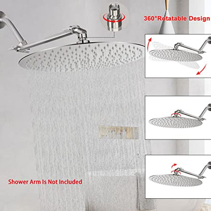 NearMoon Rain Shower Head, Ultra-Thin Design-Pressure Boosting, Awesome Some Experience, High Flow Stainless Steel Rainfall Head (16 Inch, Brushed Nickel) - color: Brushed Nickel, size: 16 Inch