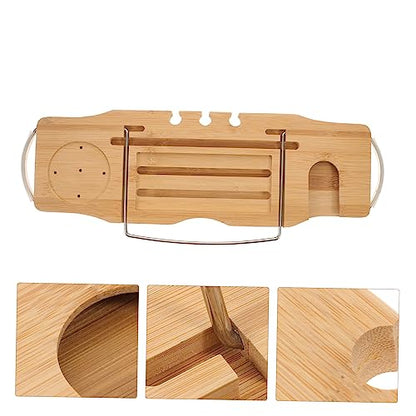 MAGICLULU Bathtub Storage Rack Bamboo Bathtub Tray Expandable Tub Organizer Bath for Bathroom