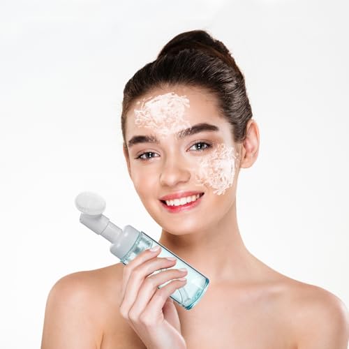 3 PCS Empty Foaming Pump Dispenser Facial Cleanser Foaming Bottle Small Mousse Foaming Soap Pump Container with Massage Clean Brush Head for Lash Cleanser Hand Soap Shampoo to Travel