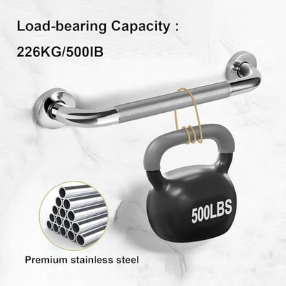 Stainless Steel Shower Grab Bar with Textured Grip Safety Handrail for Seniors and Disabled Support (60cm/24in) - size: 60cm/24in