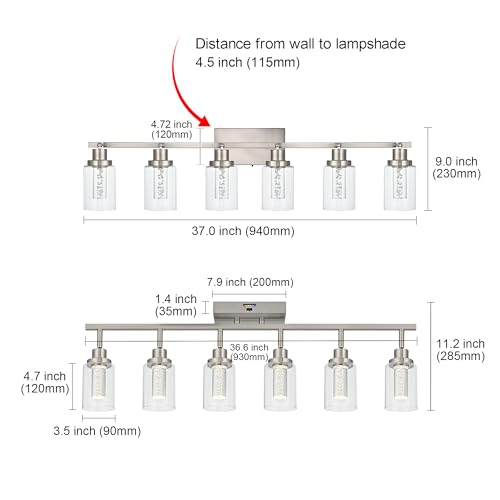 MELUCEE 5-Color Temperature 6 Light LED Track Lighting Kit Brushed Nickel | LED Track Lighting Fixtures Ceiling Spotlighting Vanity Lights with Flexibly Rotatable Light Head, Built-In LED Chips - color: Brushed Nickel, size: 6 Lights